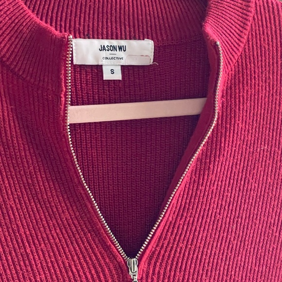 Jason Wu Red Quarter Zip Long Sleeve Dress - Picture 6 of 11